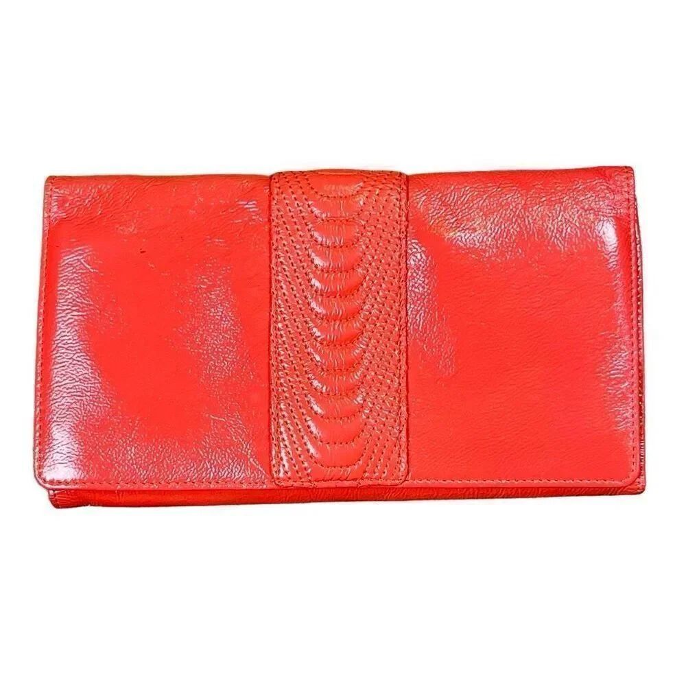Hobo International Patent Leather Coral Clutch Wallet Purse